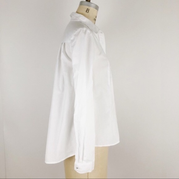 ANTHROPOLOGIE Maeve Pleated Flare Shirt White 4 - Picture 3 of 8